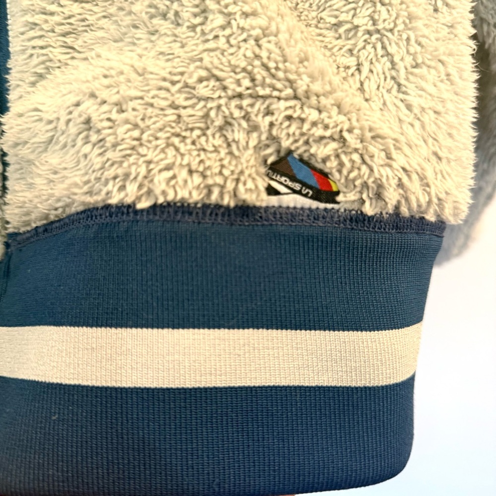 La Sportiva  Ayona Hoodie S Sherpa Fleece Jacket Reversible Teal Blue Climbers - Picture 6 of 15
